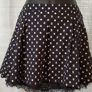Black and White Skull Mini Skirt